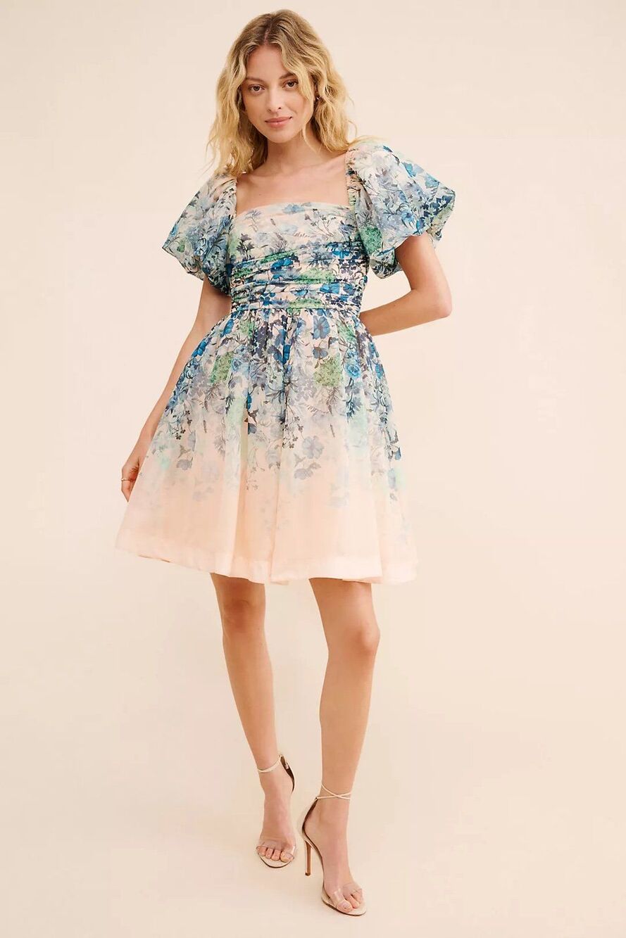Anthropologie Let Me Be Flo Ruched Mini Dress Small